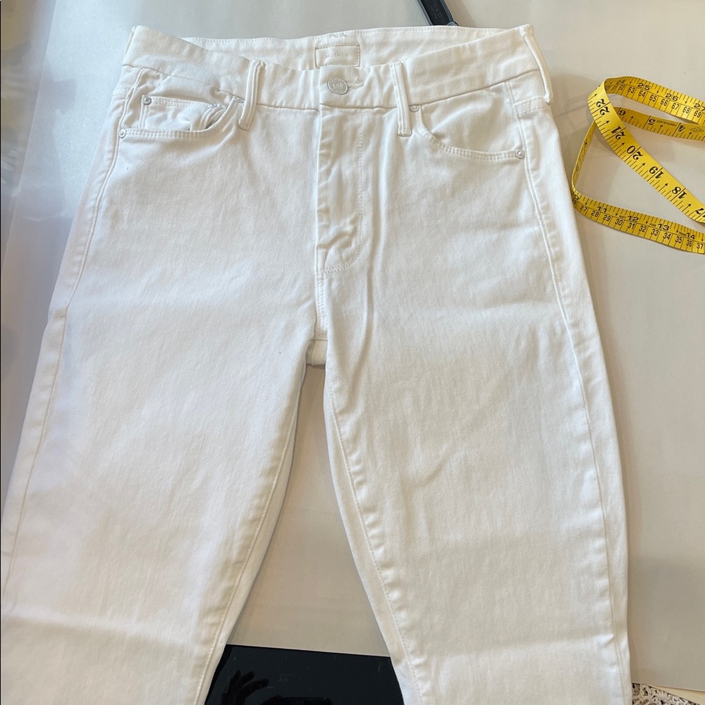 MOTHER The Looker Crop Jeans Glass Slipper Wash White Denim Size 27 High Waist - Picture 6 of 7